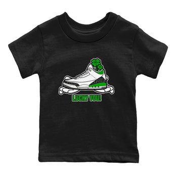 Air Jordan 3 Lucky Green shirt to match jordans Lucky You sneaker tees AJ3 Lucky Green SNRT Sneaker Release Tees Baby Toddler Black 2 T-Shirt