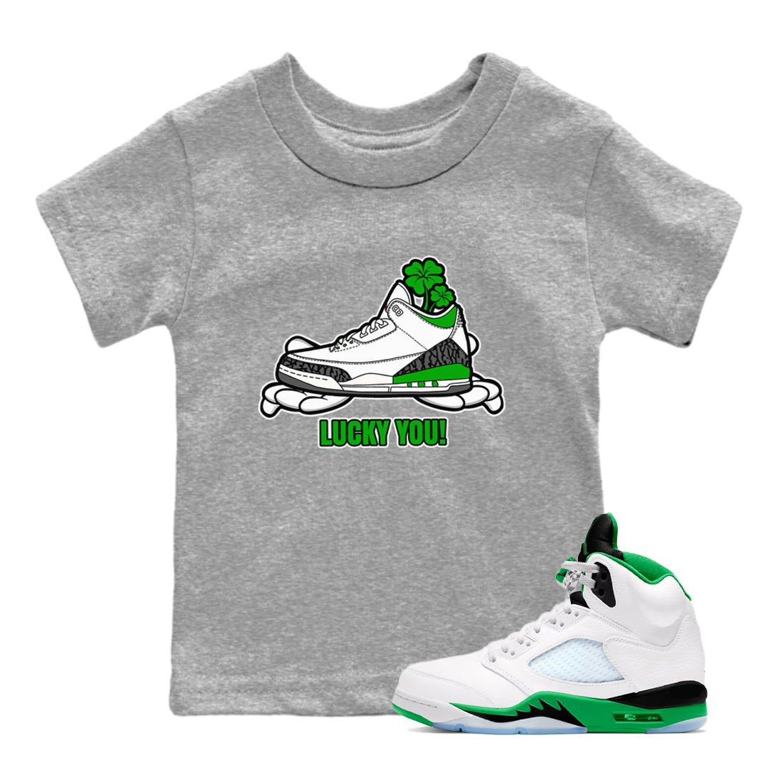 Air Jordan 3 Lucky Green shirt to match jordans Lucky You sneaker tees AJ3 Lucky Green SNRT Sneaker Release Tees Baby Toddler Heather Grey 1 T-Shirt