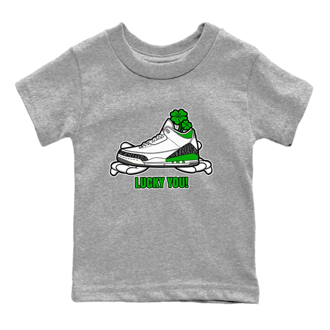 Air Jordan 3 Lucky Green shirt to match jordans Lucky You sneaker tees AJ3 Lucky Green SNRT Sneaker Release Tees Baby Toddler Heather Grey 2 T-Shirt