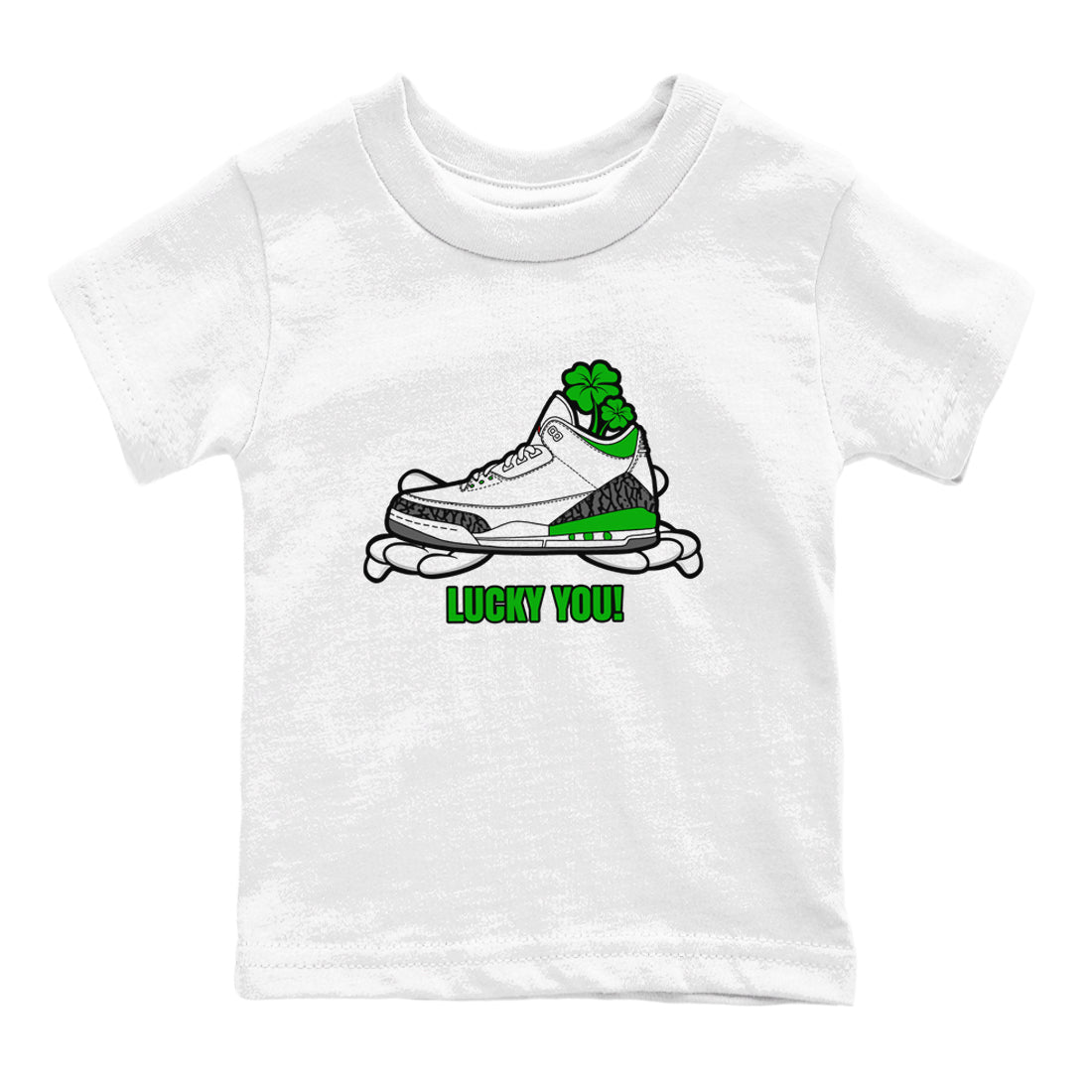 Air Jordan 3 Lucky Green shirt to match jordans Lucky You sneaker tees AJ3 Lucky Green SNRT Sneaker Release Tees Baby Toddler White 2 T-Shirt