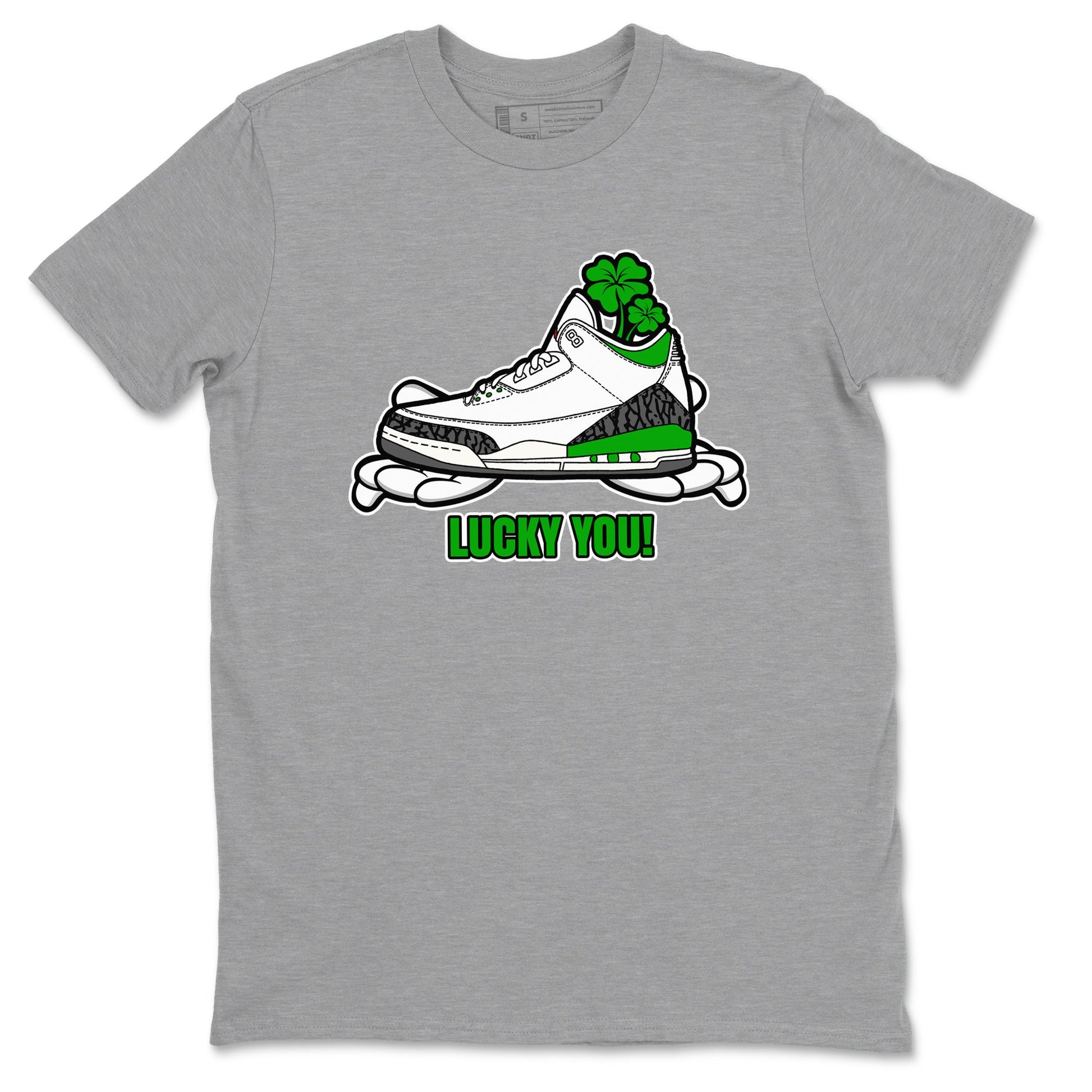 Air Jordan 3 Lucky Green shirt to match jordans Lucky You sneaker tees AJ3 Lucky Green SNRT Sneaker Release Tees Unisex Heather Grey 2 T-Shirt