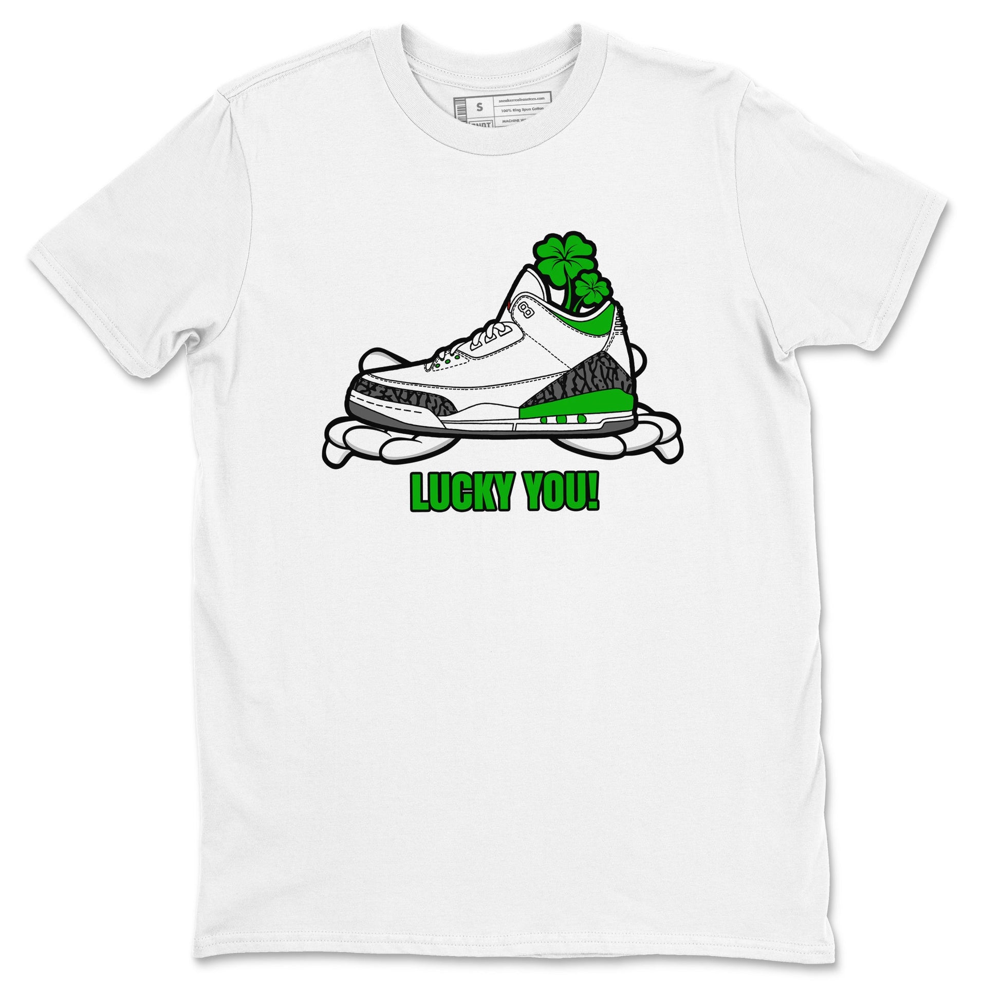 Air Jordan 3 Lucky Green shirt to match jordans Lucky You sneaker tees AJ3 Lucky Green SNRT Sneaker Release Tees Unisex White 2 T-Shirt