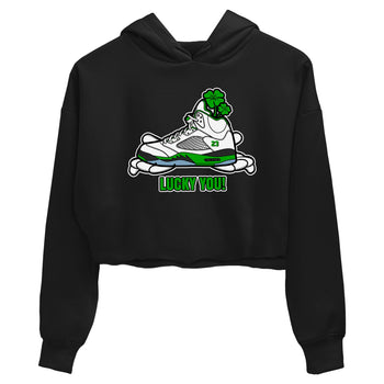 Air Jordan 5 Lucky Green shirt to match jordans Lucky You sneaker tees AJ5 Lucky Green SNRT Sneaker Release Tees Black 2 Crop T-Shirt