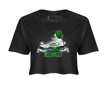 Air Jordan 5 Lucky Green shirt to match jordans Lucky You sneaker tees AJ5 Lucky Green SNRT Sneaker Release Tees Black 2 Crop T-Shirt