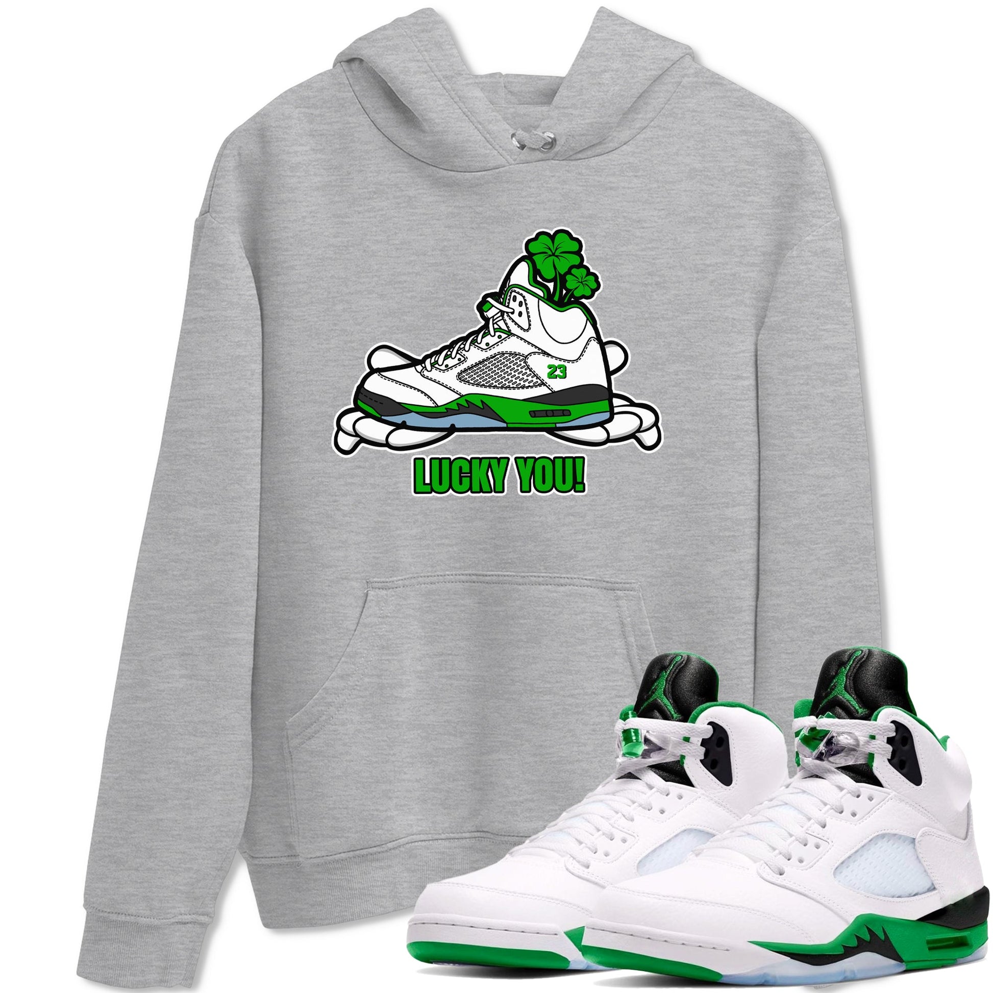 Air Jordan 5 Lucky Green shirt to match jordans Lucky You sneaker tees AJ5 Lucky Green SNRT Sneaker Release Tees Unisex Heather Grey 1 T-Shirt