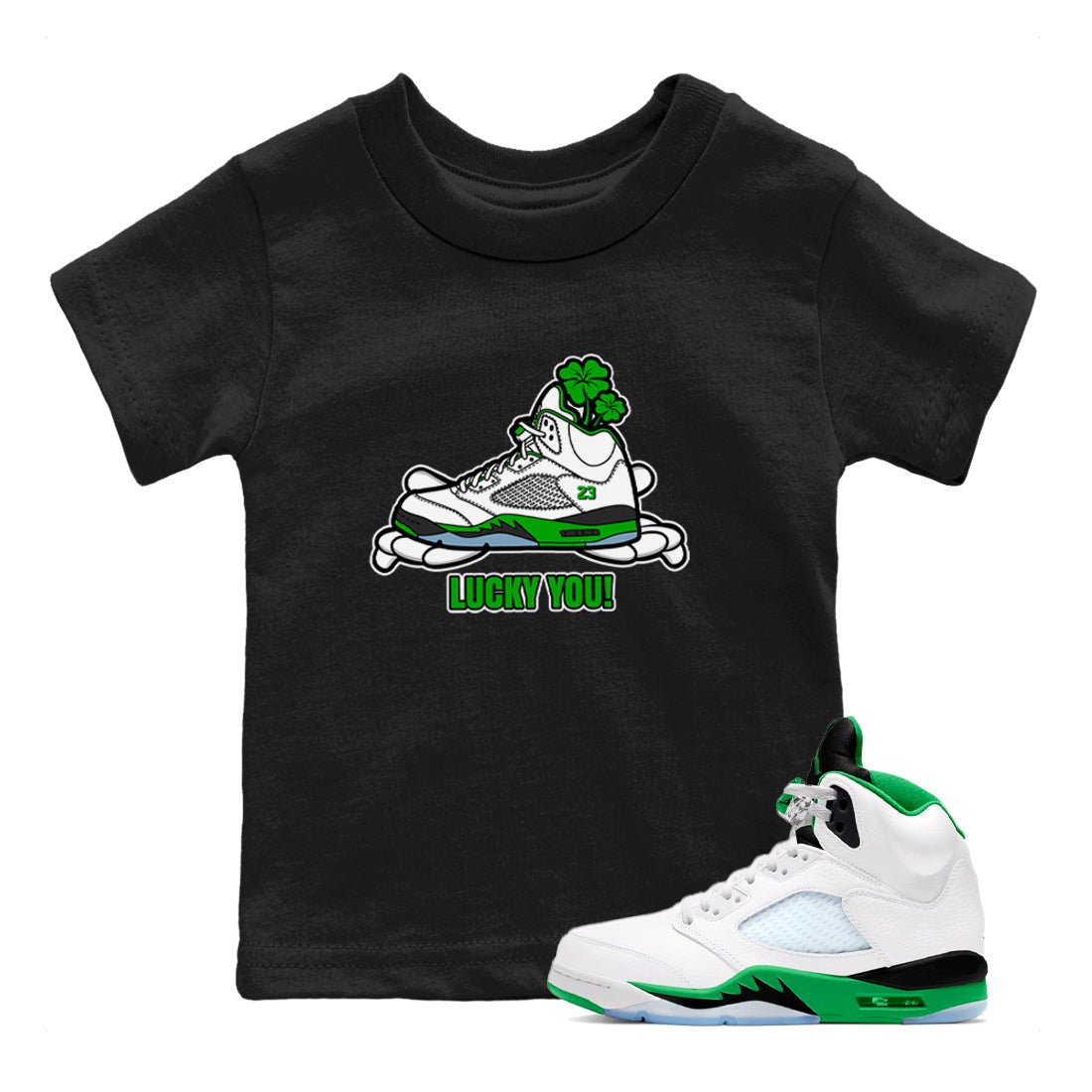 Air Jordan 5 Lucky Green shirt to match jordans Lucky You sneaker tees AJ5 Lucky Green SNRT Sneaker Release Tees Baby Toddler Black 1 T-Shirt