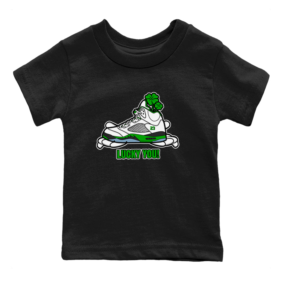 Air Jordan 5 Lucky Green shirt to match jordans Lucky You sneaker tees AJ5 Lucky Green SNRT Sneaker Release Tees Baby Toddler Black 2 T-Shirt