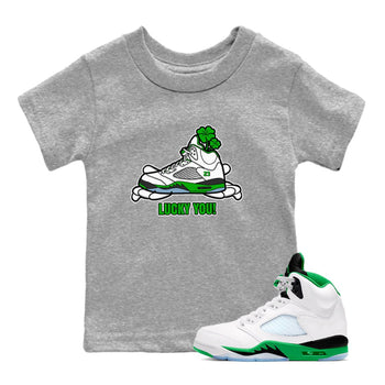 Air Jordan 5 Lucky Green shirt to match jordans Lucky You sneaker tees AJ5 Lucky Green SNRT Sneaker Release Tees Baby Toddler Heather Grey 1 T-Shirt