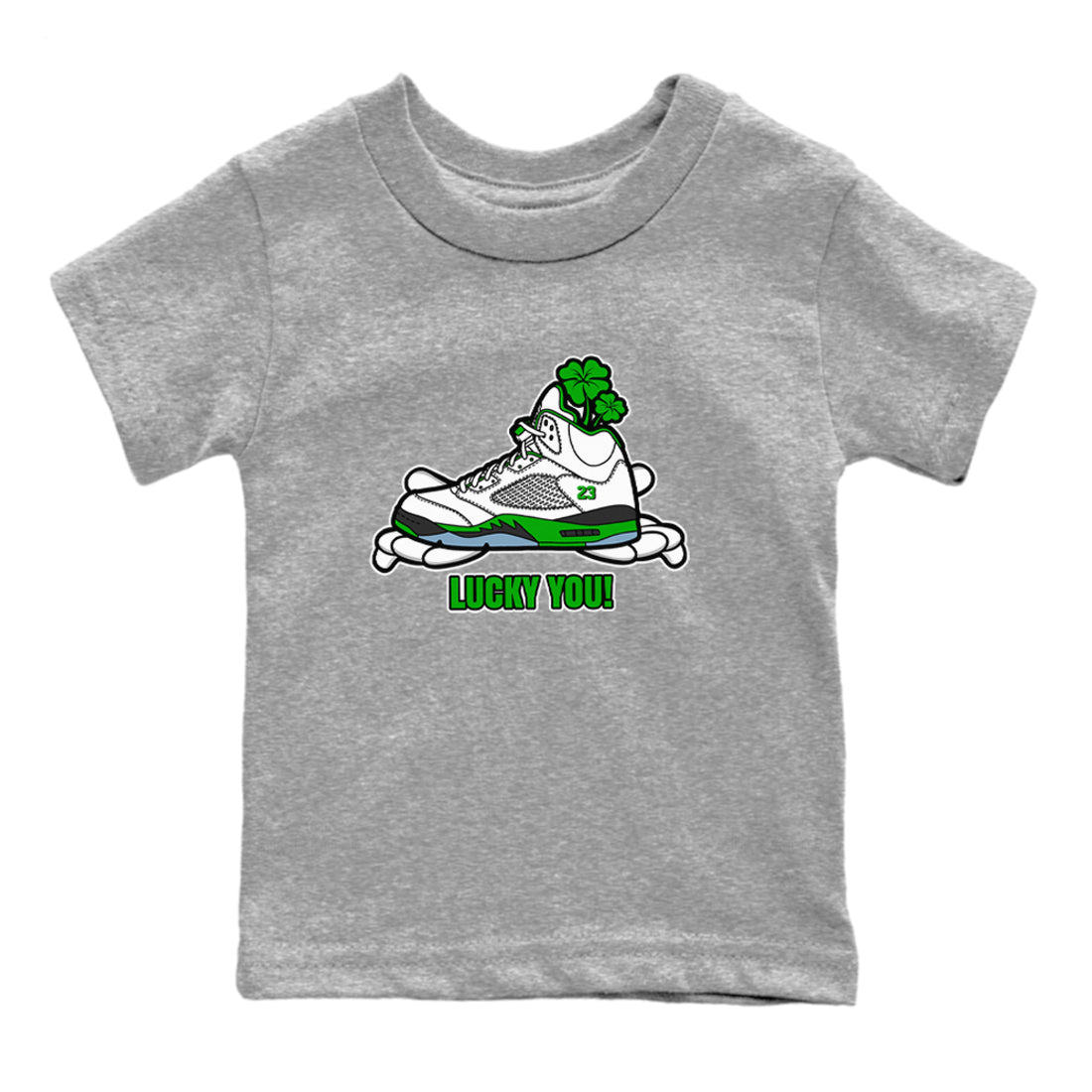 Air Jordan 5 Lucky Green shirt to match jordans Lucky You sneaker tees AJ5 Lucky Green SNRT Sneaker Release Tees Baby Toddler Heather Grey 2 T-Shirt