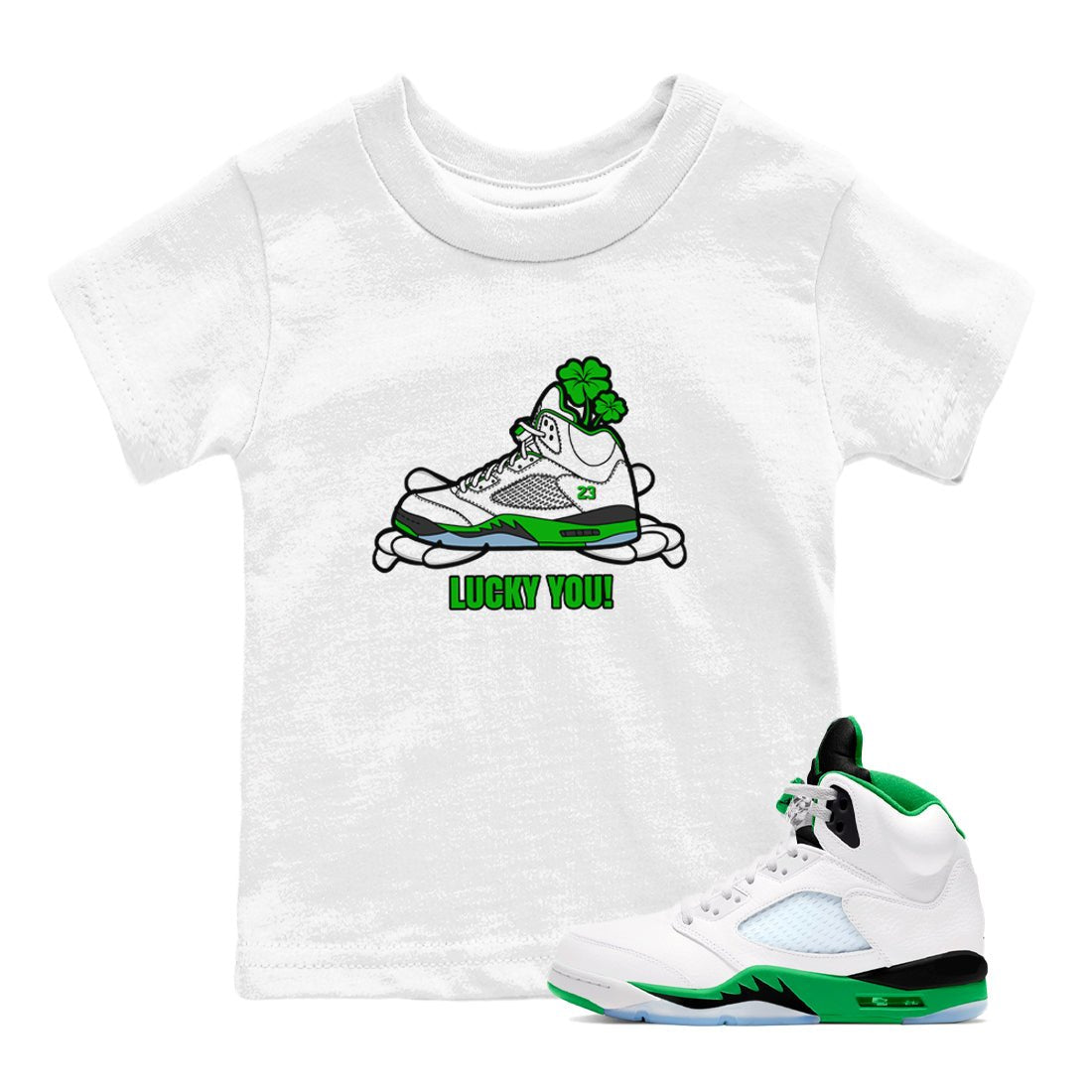 Air Jordan 5 Lucky Green shirt to match jordans Lucky You sneaker tees AJ5 Lucky Green SNRT Sneaker Release Tees Baby Toddler White 1 T-Shirt