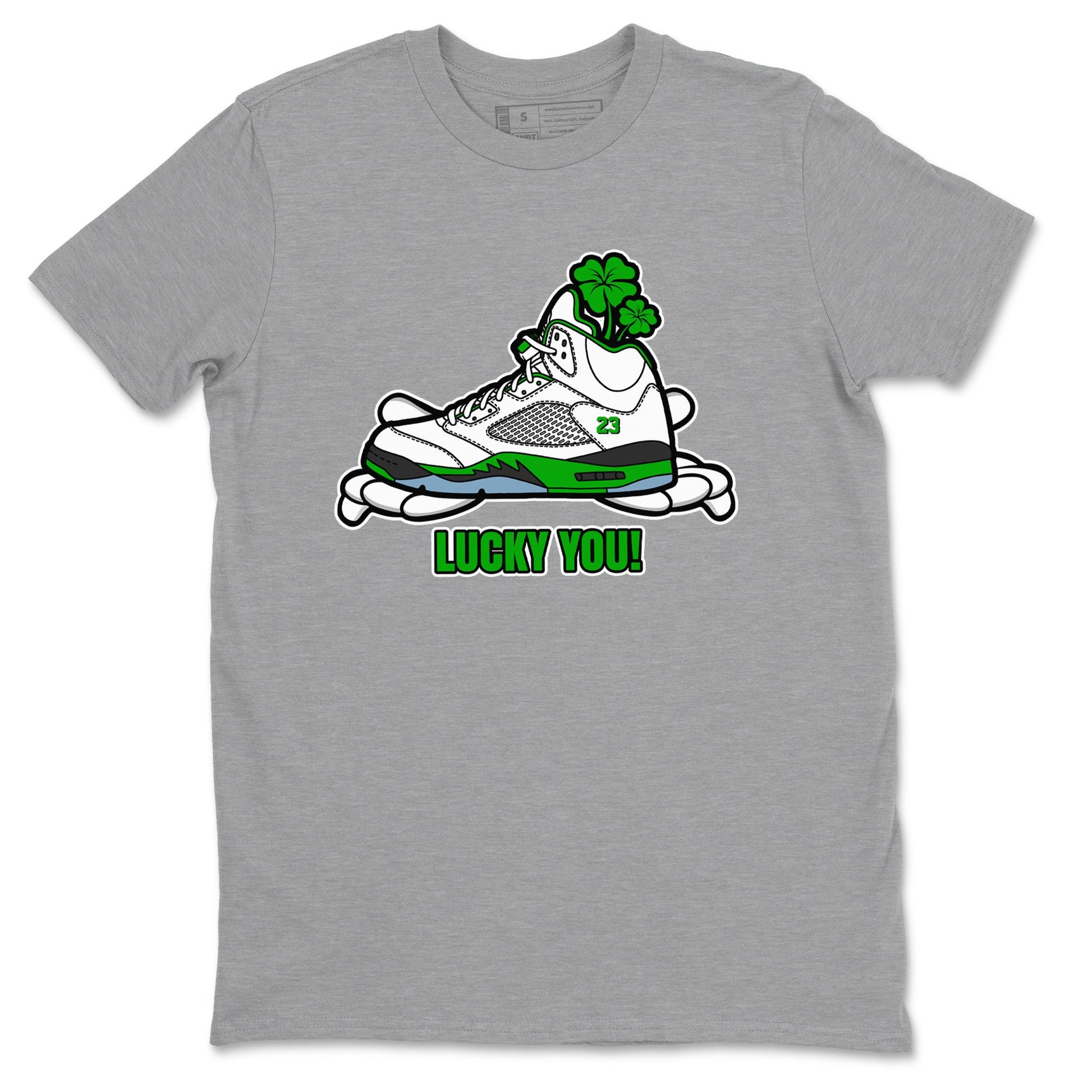 Air Jordan 5 Lucky Green shirt to match jordans Lucky You sneaker tees AJ5 Lucky Green SNRT Sneaker Release Tees Unisex Heather Grey 2 T-Shirt