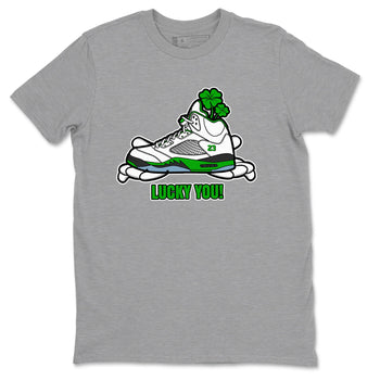 Air Jordan 5 Lucky Green shirt to match jordans Lucky You sneaker tees AJ5 Lucky Green SNRT Sneaker Release Tees Unisex Heather Grey 2 T-Shirt