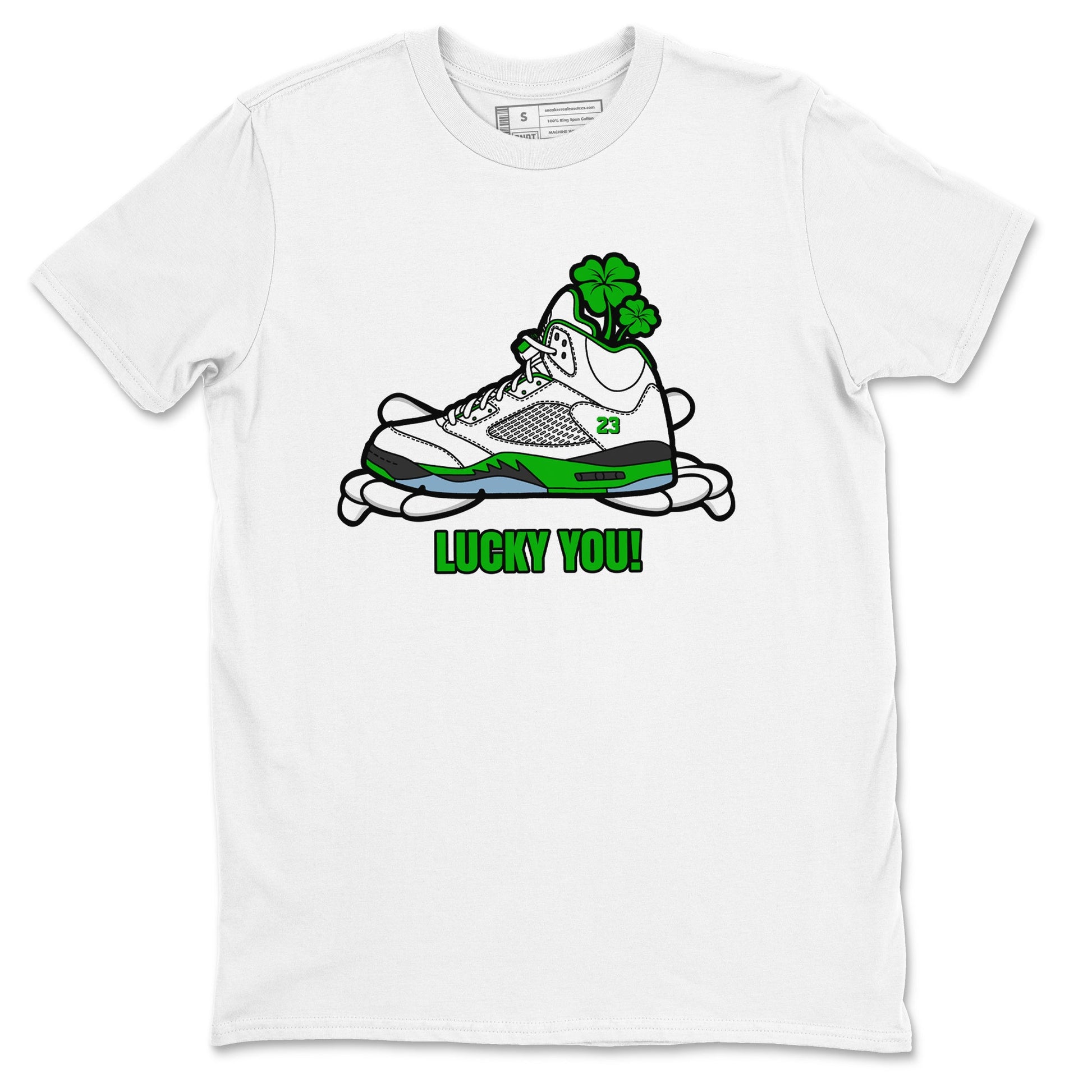 Air Jordan 5 Lucky Green shirt to match jordans Lucky You sneaker tees AJ5 Lucky Green SNRT Sneaker Release Tees Unisex White 2 T-Shirt