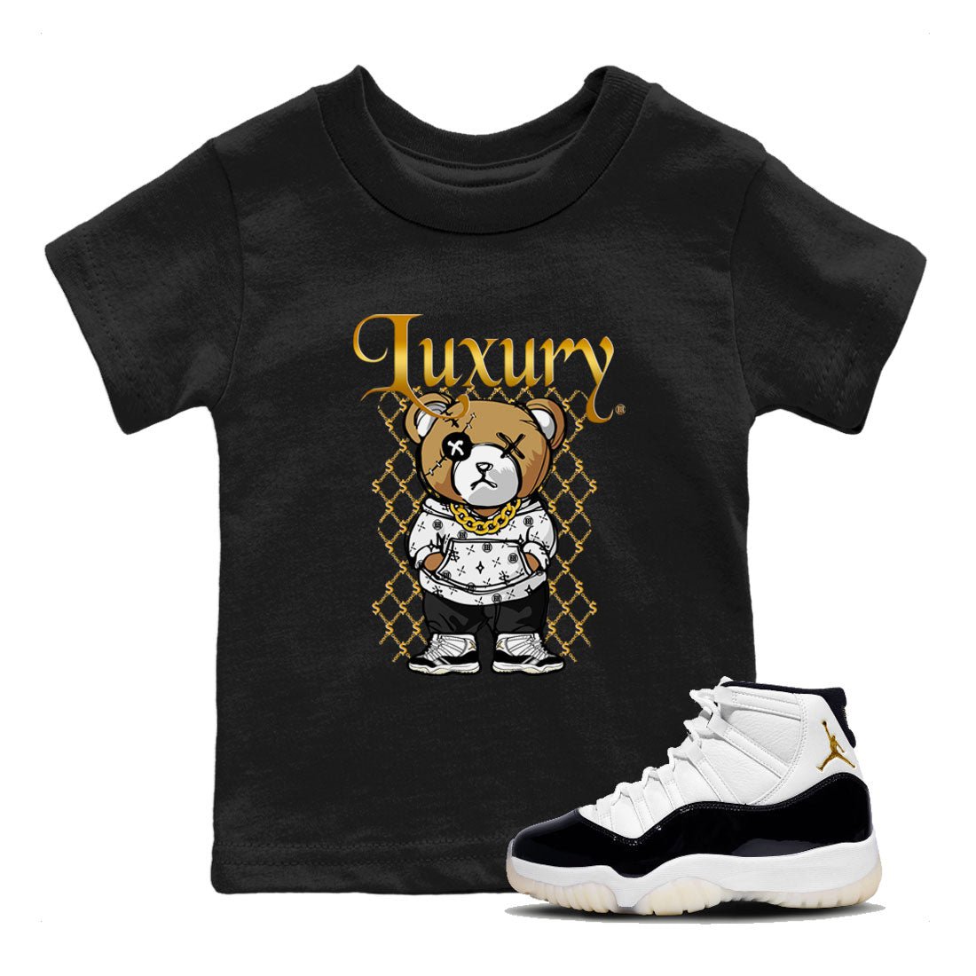 Air Jordan 11 Gratitude shirt to match jordans Luxury Bear sneaker tees Jordan 11 Retro Gratitude SNRT Sneaker Tees Sneaker Matching Cotton Shirt baby toddler Black 1 cotton Shirt