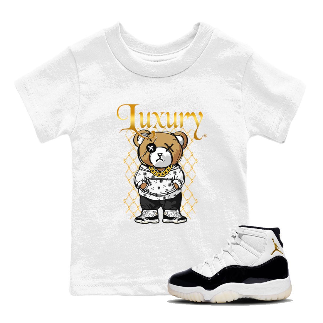 Air Jordan 11 Gratitude shirt to match jordans Luxury Bear sneaker tees Jordan 11 Retro Gratitude SNRT Sneaker Tees Sneaker Matching Cotton Shirt baby toddler White 1 cotton Shirt