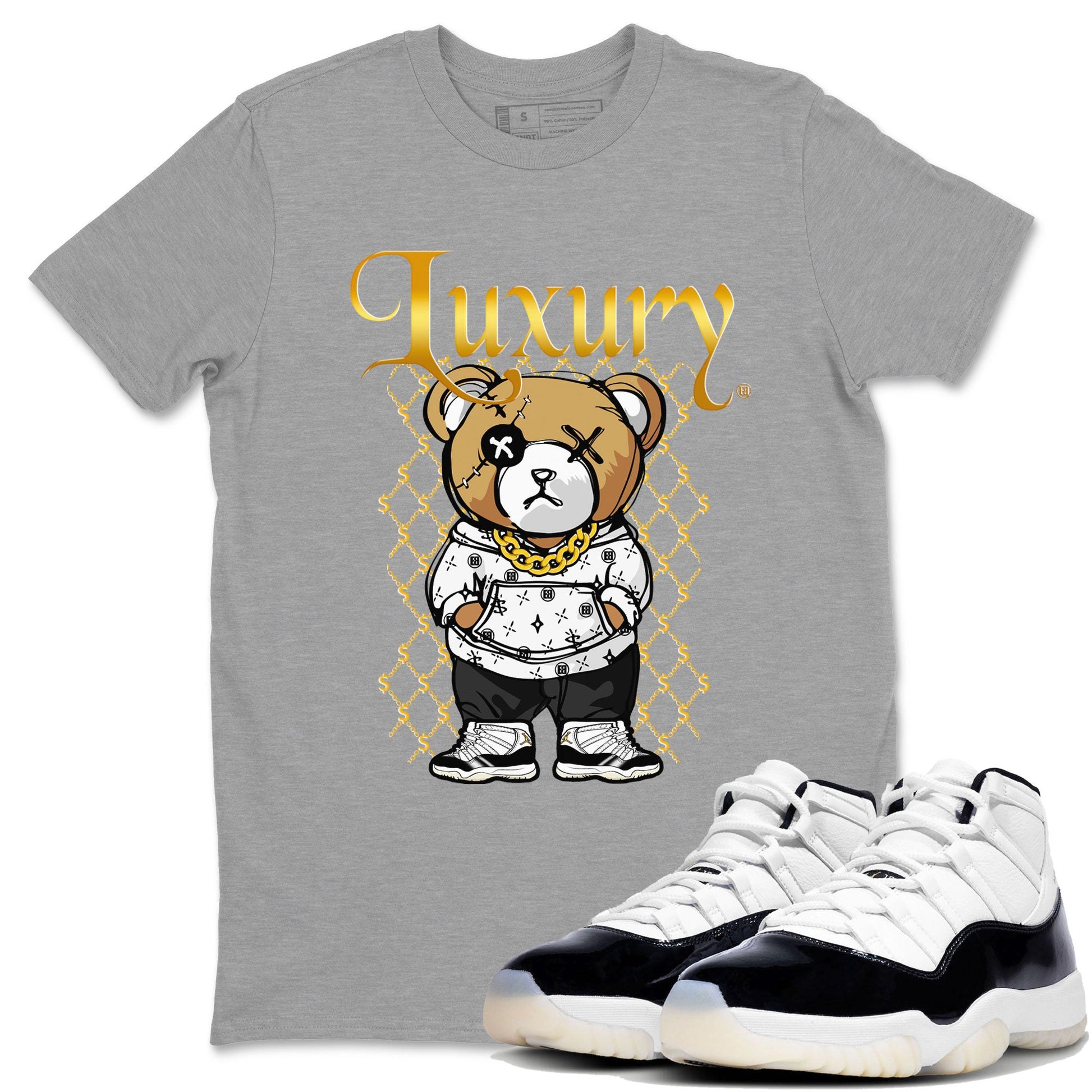 Air Jordan 11 Gratitude shirt to match jordans Luxury Bear sneaker tees Jordan 11 Retro Gratitude SNRT Sneaker Tees Sneaker Matching Cotton Shirt unisex cotton Heather Grey 1 crew neck shirt