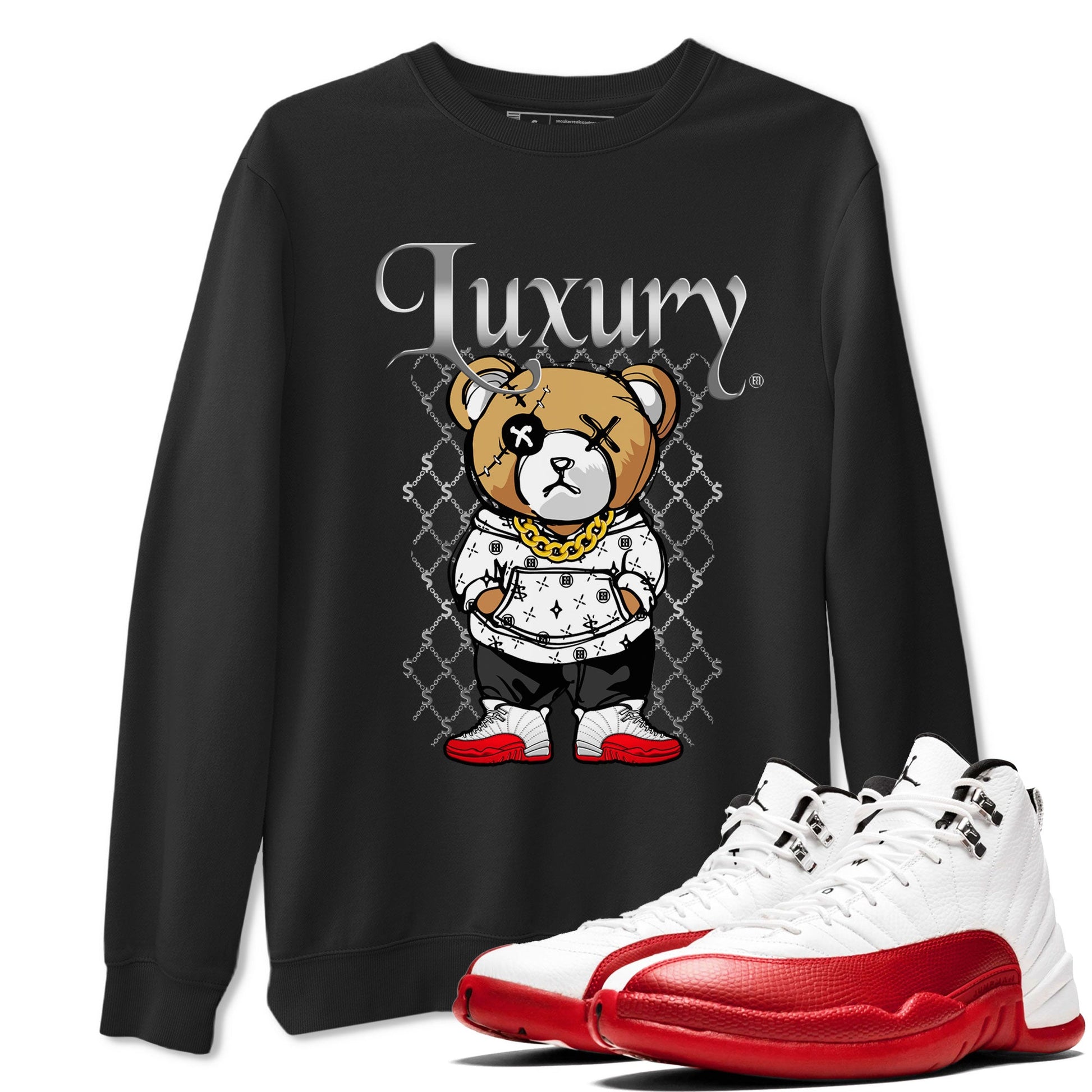 Jordan 12 Cherry shirt to match jordans Luxury Bear sneaker release tees Air Jordan 12 Cherry SNRT Sneaker Tees Unisex Streetwear Clothing Black 1 T-Shirt