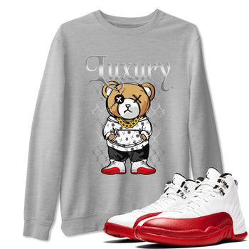 Jordan 12 Cherry shirt to match jordans Luxury Bear sneaker release tees Air Jordan 12 Cherry SNRT Sneaker Tees Unisex Streetwear Clothing Heather Grey 1 T-Shirt