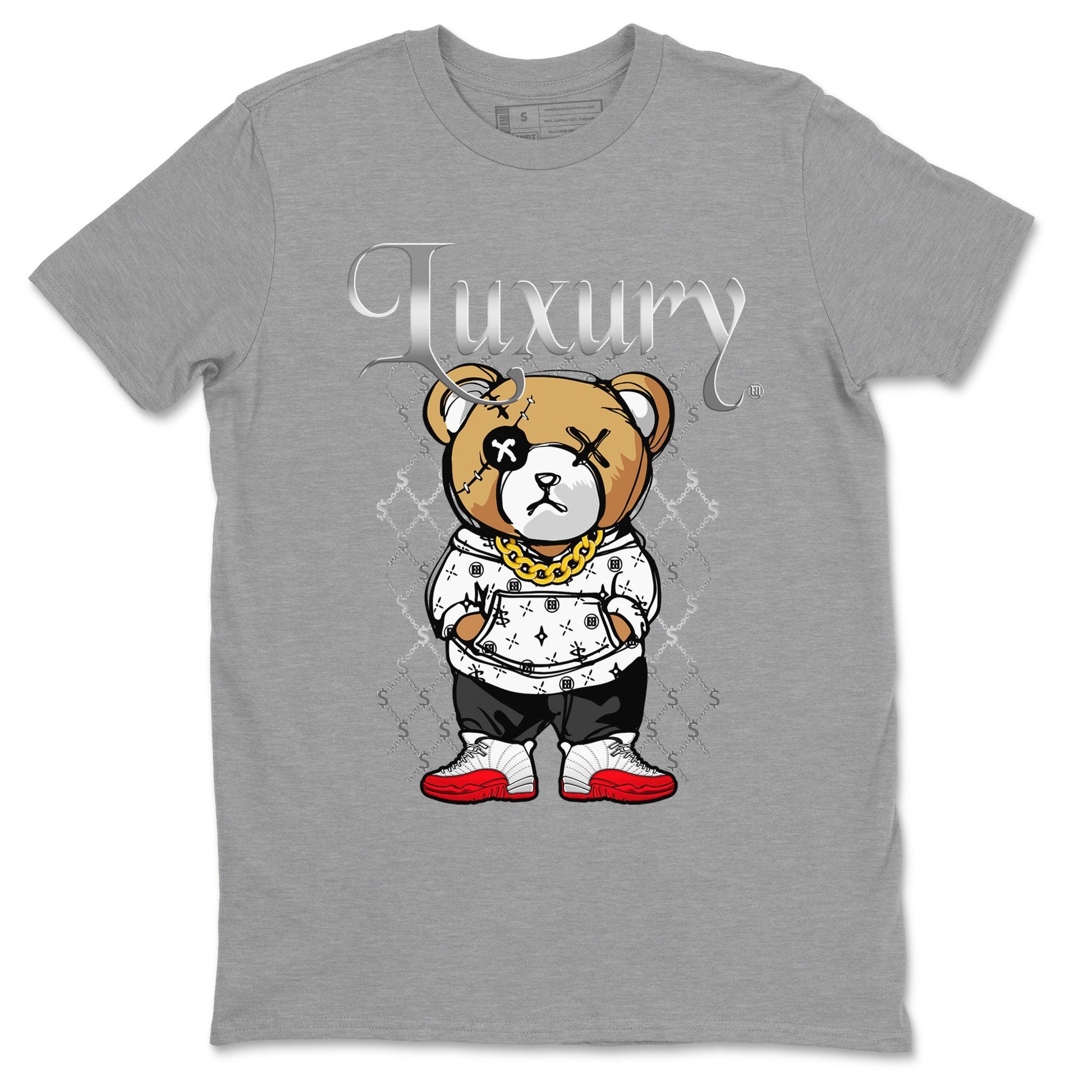 Jordan 12 Cherry shirt to match jordans Luxury Bear sneaker release tees Air Jordan 12 Cherry SNRT Sneaker Tees Unisex Streetwear Clothing Heather Grey 2 T-Shirt