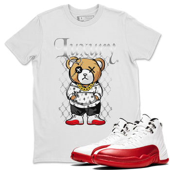 Jordan 12 Cherry shirt to match jordans Luxury Bear sneaker release tees Air Jordan 12 Cherry SNRT Sneaker Tees Unisex Streetwear Clothing White 1 T-Shirt