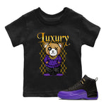 Air Jordan 12 Retro Field Purple shirt to match jordans Luxury Bear sneaker tees Air Jordan 12 Retro Field Purple SNRT Sneaker Release Tees Baby Toddler Black 1 T-Shirt