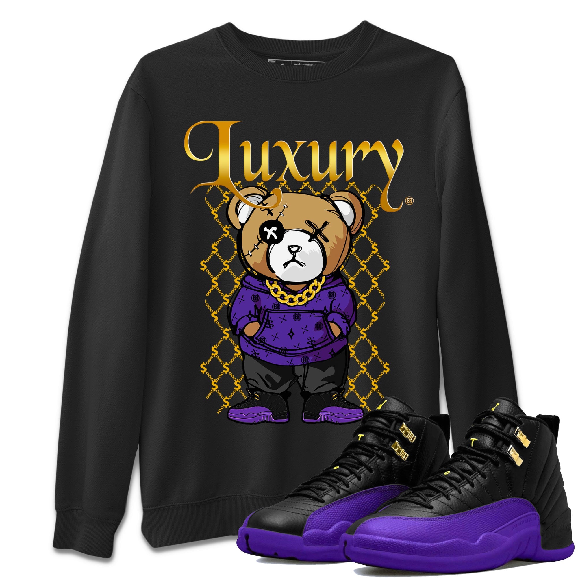 Air Jordan 12 Retro Field Purple shirt to match jordans Luxury Bear sneaker tees Air Jordan 12 Retro Field Purple SNRT Sneaker Release Tees Unisex Black 1 T-Shirt