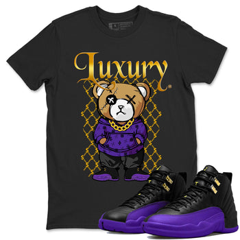Air Jordan 12 Retro Field Purple shirt to match jordans Luxury Bear sneaker tees Air Jordan 12 Retro Field Purple SNRT Sneaker Release Tees Unisex Black 1 T-Shirt