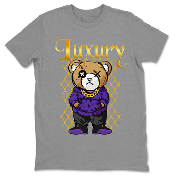 Air Jordan 12 Retro Field Purple shirt to match jordans Luxury Bear sneaker tees Air Jordan 12 Retro Field Purple SNRT Sneaker Release Tees Unisex Heather Grey 2 T-Shirt