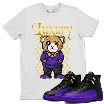 Air Jordan 12 Retro Field Purple shirt to match jordans Luxury Bear sneaker tees Air Jordan 12 Retro Field Purple SNRT Sneaker Release Tees Unisex White 1 T-Shirt