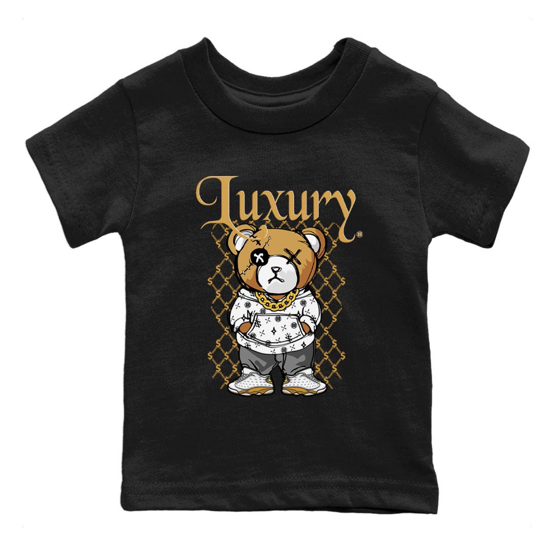 Air Jordan 13 Wheat shirt to match jordans Luxury Bear sneaker tees AJ13 Wheat SNRT Sneaker Release Tees Baby Toddler Black 2 T-Shirt