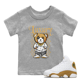Air Jordan 13 Wheat shirt to match jordans Luxury Bear sneaker tees AJ13 Wheat SNRT Sneaker Release Tees Baby Toddler Heather Grey 1 T-Shirt