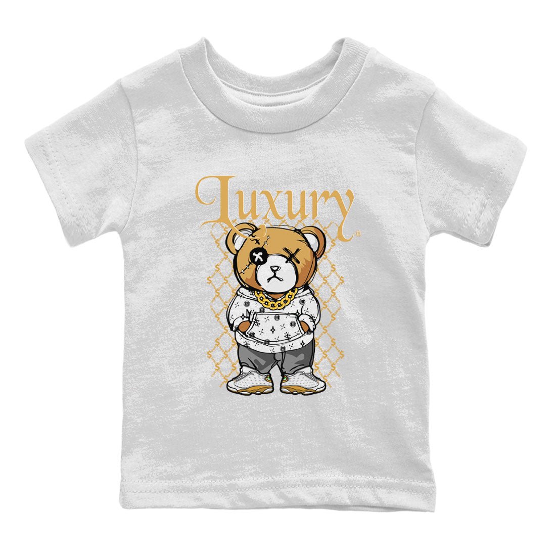 Air Jordan 13 Wheat shirt to match jordans Luxury Bear sneaker tees AJ13 Wheat SNRT Sneaker Release Tees Baby Toddler White 2 T-Shirt