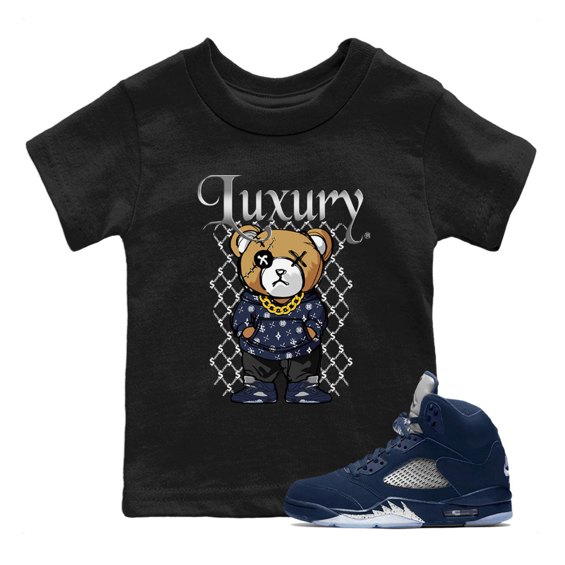 Air Jordan 5 Georgetown shirt to match jordans Luxury Bear sneaker tees 5s Georgetown SNRT Sneaker Release Tees Baby Toddler Black 1 T-Shirt