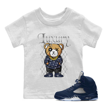 Air Jordan 5 Georgetown shirt to match jordans Luxury Bear sneaker tees 5s Georgetown SNRT Sneaker Release Tees Baby Toddler White 1 T-Shirt