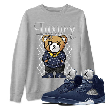 Air Jordan 5 Georgetown shirt to match jordans Luxury Bear sneaker tees 5s Georgetown SNRT Sneaker Release Tees Unisex Heather Grey 1 T-Shirt