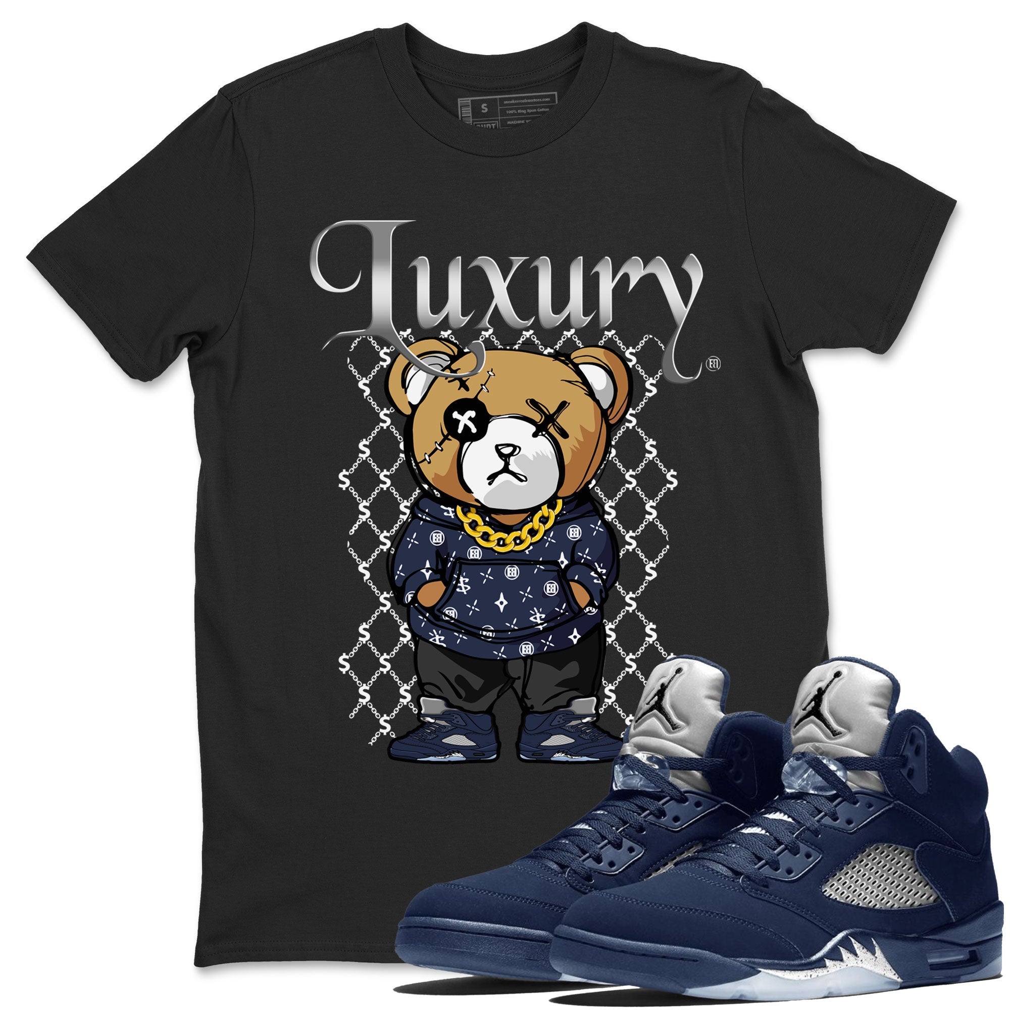 Air Jordan 5 Georgetown shirt to match jordans Luxury Bear sneaker tees 5s Georgetown SNRT Sneaker Release Tees Unisex Black 1 T-Shirt