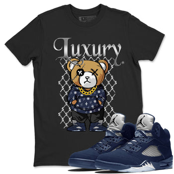 Air Jordan 5 Georgetown shirt to match jordans Luxury Bear sneaker tees 5s Georgetown SNRT Sneaker Release Tees Unisex Black 1 T-Shirt