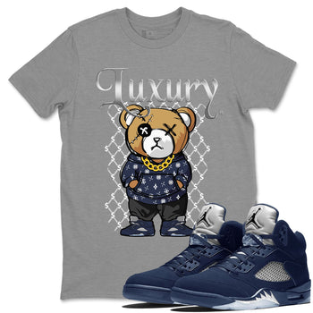 Air Jordan 5 Georgetown shirt to match jordans Luxury Bear sneaker tees 5s Georgetown SNRT Sneaker Release Tees Unisex Heather Grey 1 T-Shirt