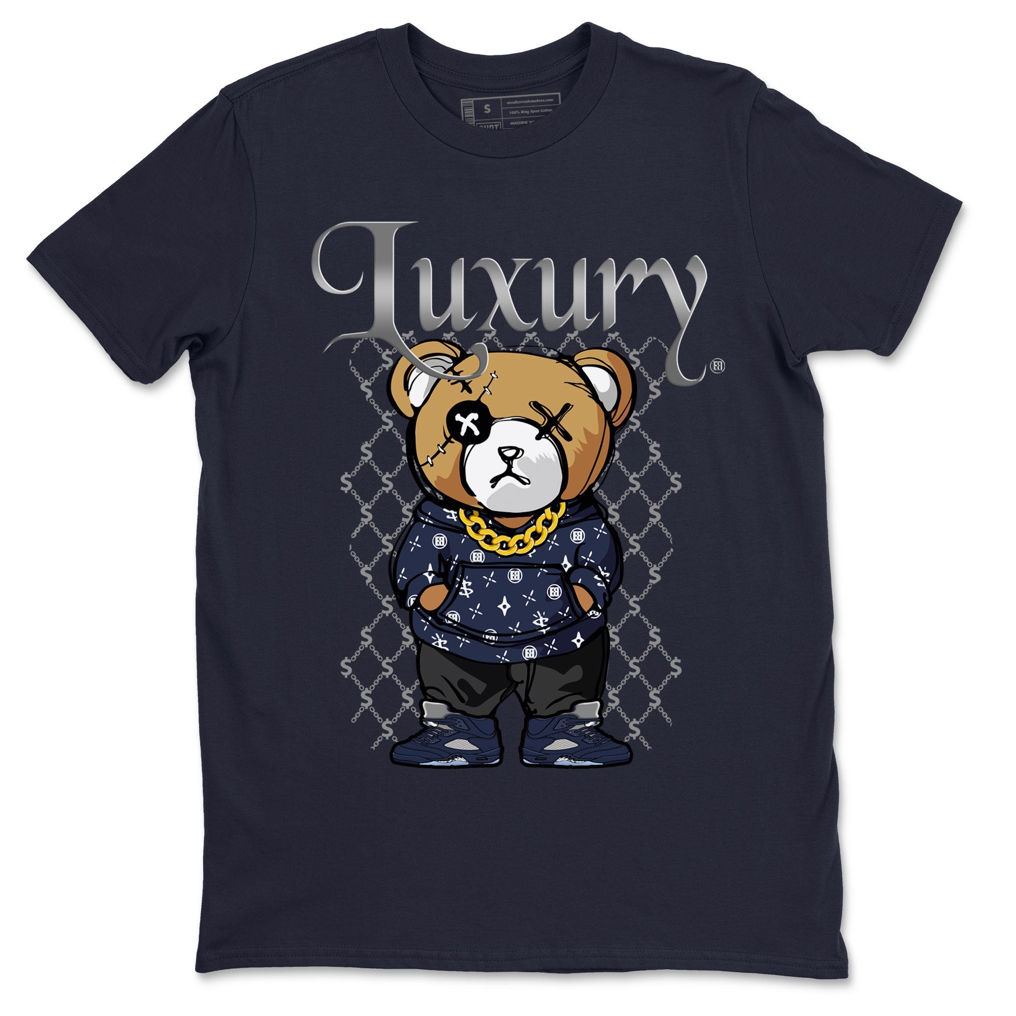 Air Jordan 5 Georgetown shirt to match jordans Luxury Bear sneaker tees 5s Georgetown SNRT Sneaker Release Tees Unisex Navy 2 T-Shirt