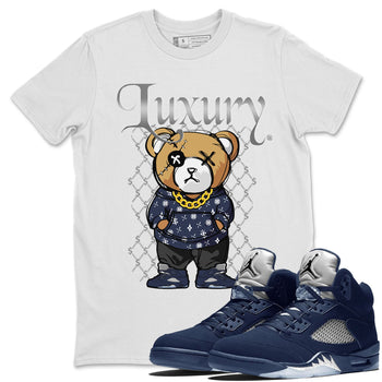 Air Jordan 5 Georgetown shirt to match jordans Luxury Bear sneaker tees 5s Georgetown SNRT Sneaker Release Tees Unisex White 1 T-Shirt