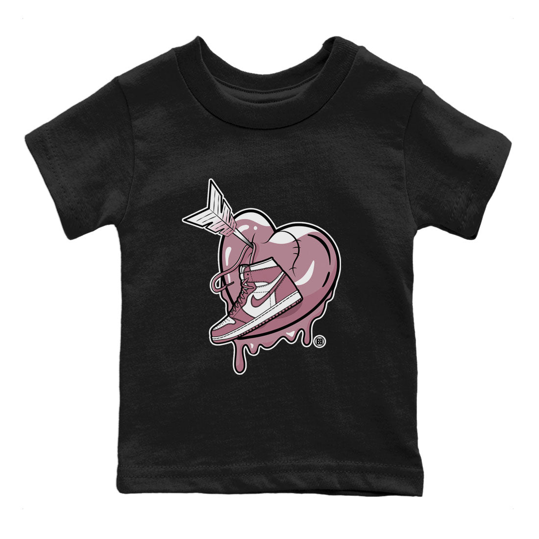 Air Jordan 1 Mauve shirt to match jordans Mad In Love sneaker tees AJ1 High OG Mauve SNRT Sneaker Release Tees Crew Neck T-ShirtBaby Toddler Black 2 T-Shirt