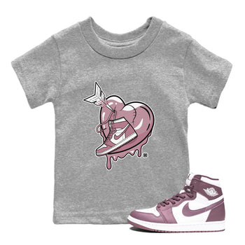 Air Jordan 1 Mauve shirt to match jordans Mad In Love sneaker tees AJ1 High OG Mauve SNRT Sneaker Release Tees Crew Neck T-ShirtBaby Toddler Heather Grey 1 T-Shirt