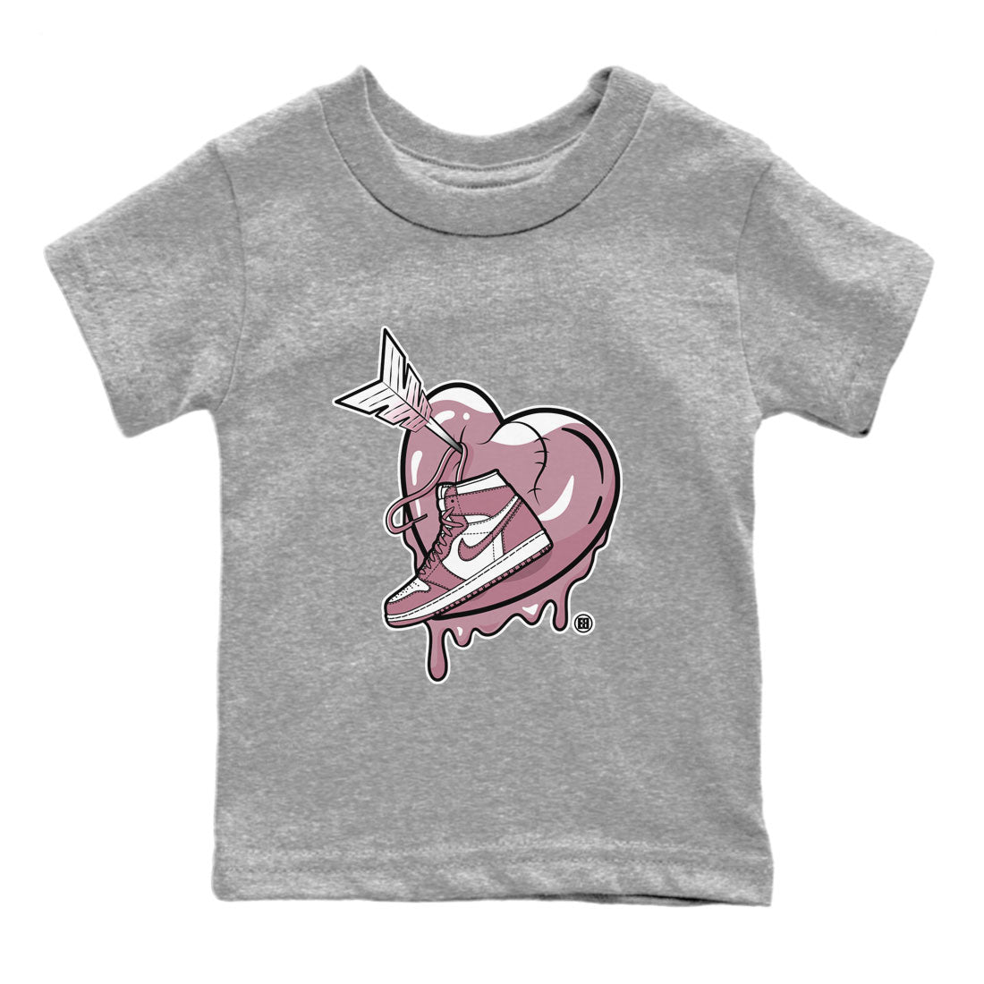 Air Jordan 1 Mauve shirt to match jordans Mad In Love sneaker tees AJ1 High OG Mauve SNRT Sneaker Release Tees Crew Neck T-ShirtBaby Toddler Heather Grey 2 T-Shirt