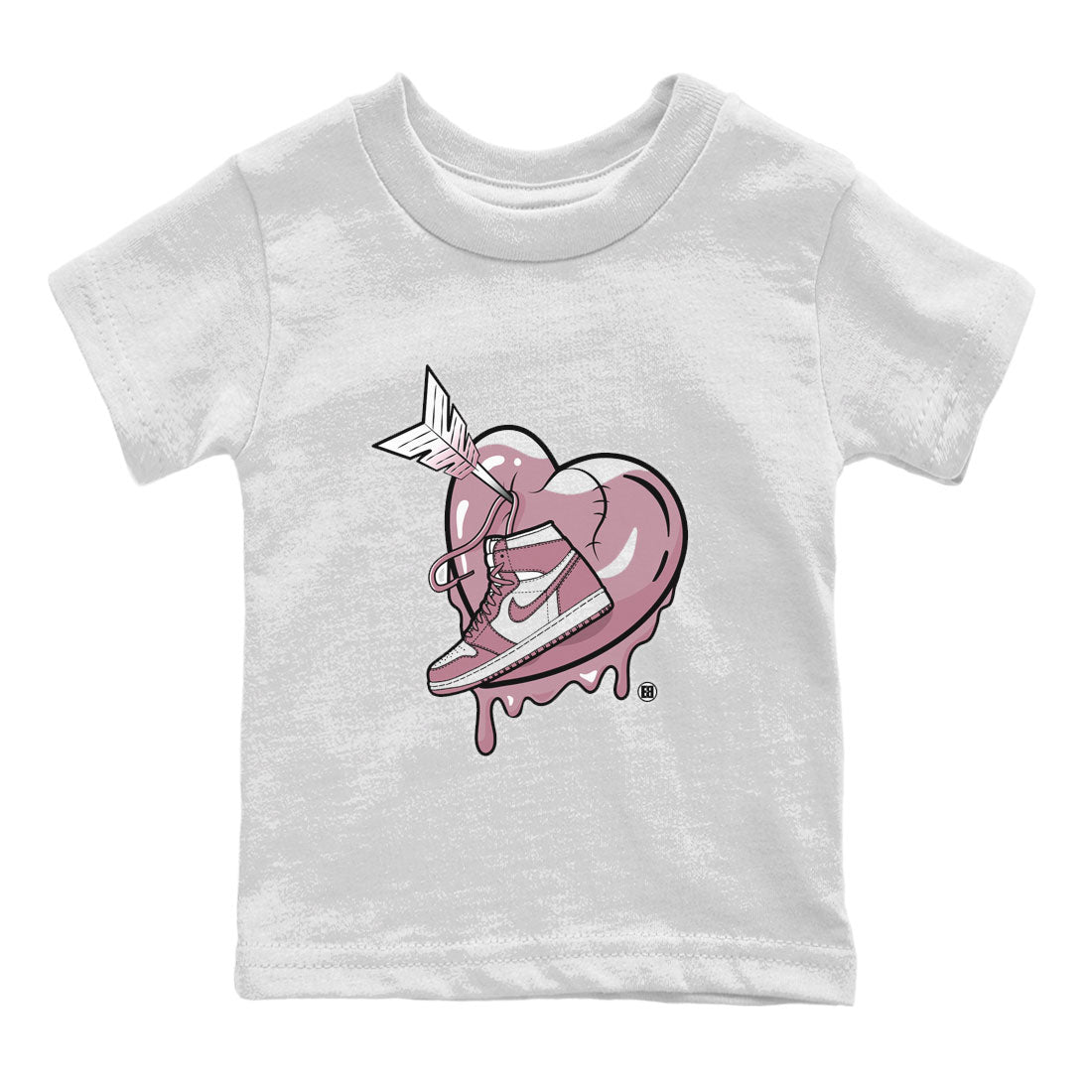 Air Jordan 1 Mauve shirt to match jordans Mad In Love sneaker tees AJ1 High OG Mauve SNRT Sneaker Release Tees Crew Neck T-ShirtBaby Toddler White 2 T-Shirt