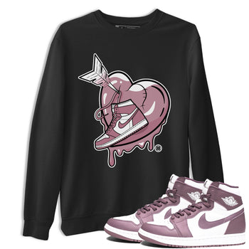Air Jordan 1 Mauve shirt to match jordans Mad In Love sneaker tees AJ1 High OG Mauve SNRT Sneaker Release Tees Crew Neck T-ShirtUnisex Black 1 T-Shirt
