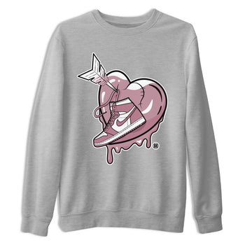 Air Jordan 1 Mauve shirt to match jordans Mad In Love sneaker tees AJ1 High OG Mauve SNRT Sneaker Release Tees Crew Neck T-ShirtUnisex Heather Grey 2 T-Shirt