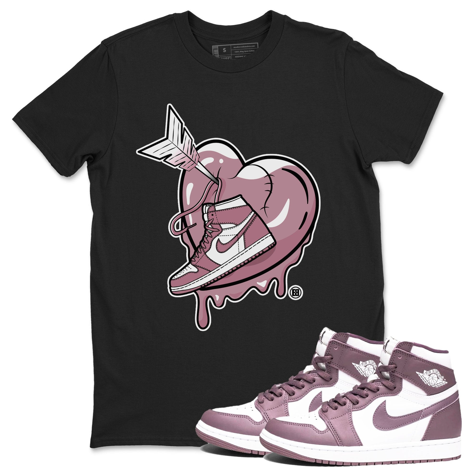 Air Jordan 1 Mauve shirt to match jordans Mad In Love sneaker tees AJ1 High OG Mauve SNRT Sneaker Release Tees Crew Neck T-ShirtUnisex Black 1 T-Shirt