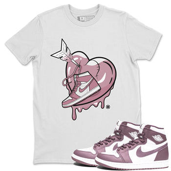 Air Jordan 1 Mauve shirt to match jordans Mad In Love sneaker tees AJ1 High OG Mauve SNRT Sneaker Release Tees Crew Neck T-ShirtUnisex White 1 T-Shirt
