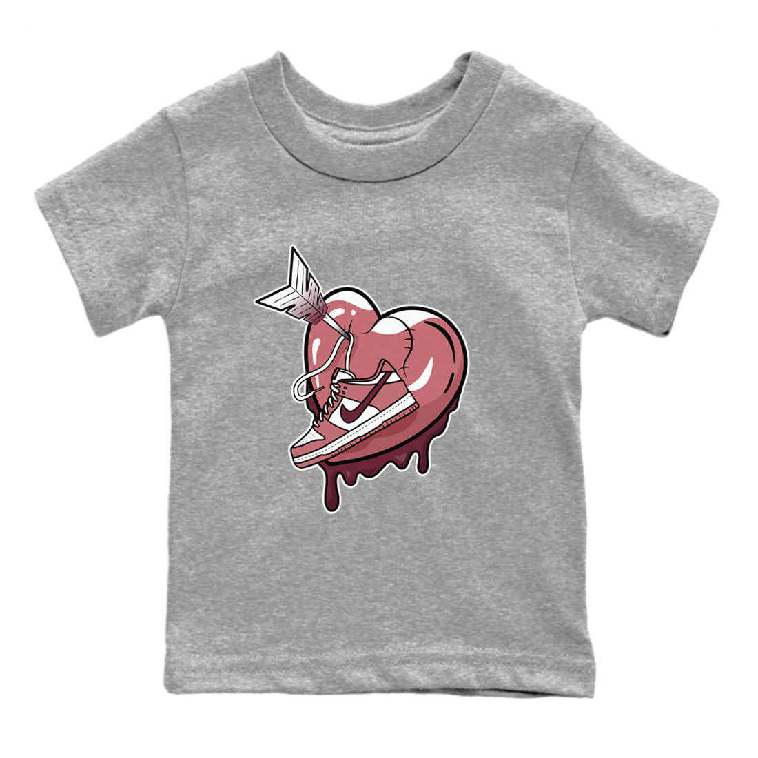 Dunk Valentines Day shirt to match jordans Mad In Love sneaker tees Dunk Valentines Day SNRT Sneaker Tees Youth Kid's Baby Shirt Heather Grey 2 T-Shirt