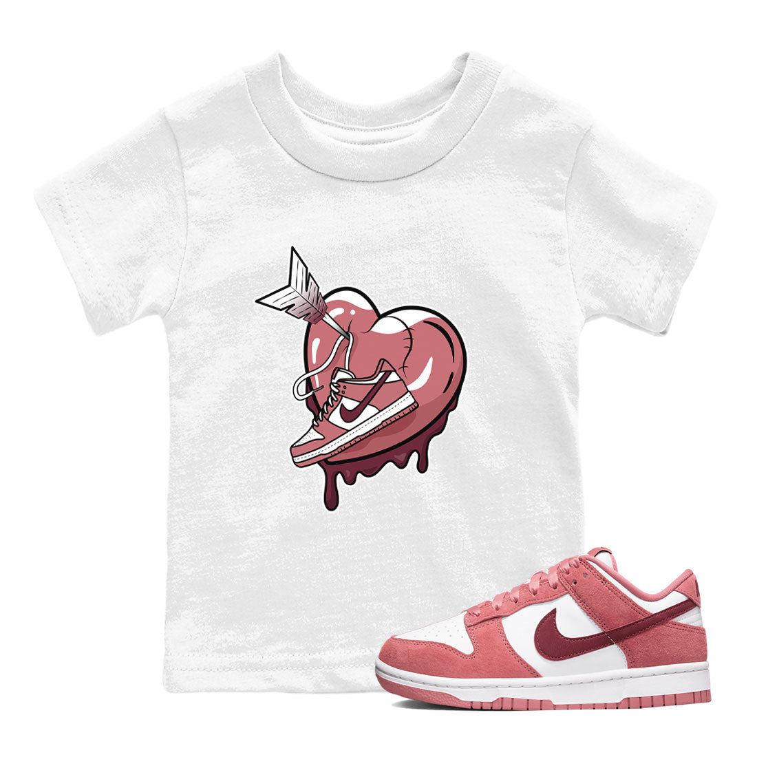 Dunk Valentines Day shirt to match jordans Mad In Love sneaker tees Dunk Valentines Day SNRT Sneaker Tees Youth Kid's Baby Shirt White 1 T-Shirt
